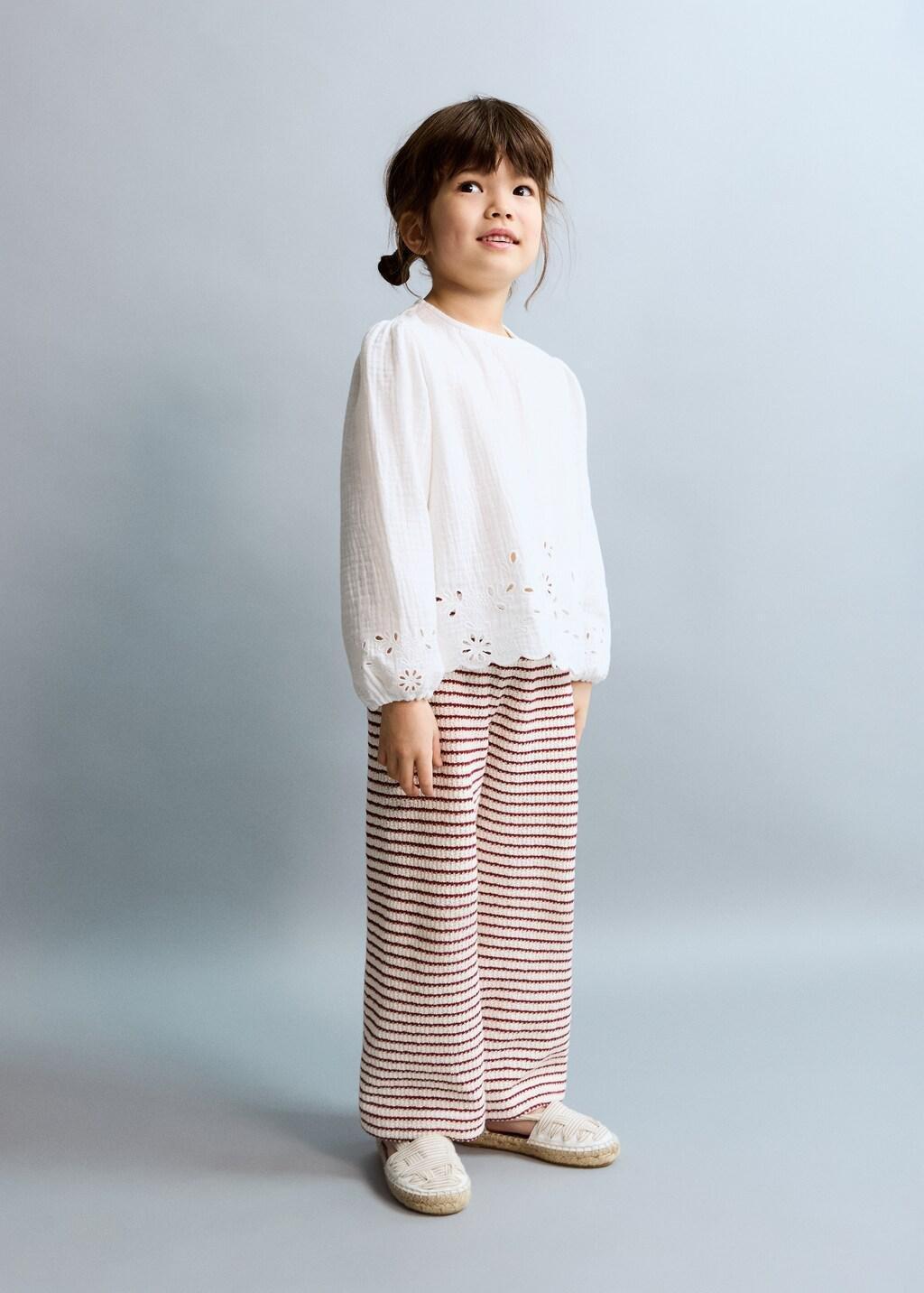 Red Striped Knit Trousers, Baby Girl, Red, medium