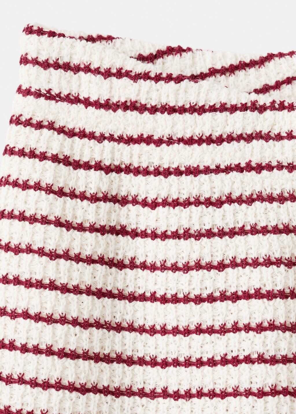Red Striped Knit Trousers, Baby Girl, Red, large image number 1