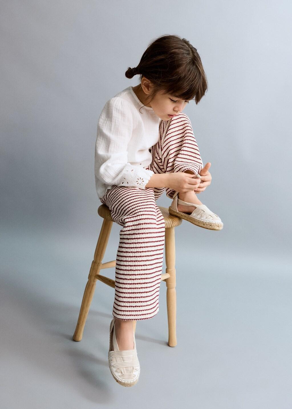 Red Striped Knit Trousers, Baby Girl, Red, large image number 3