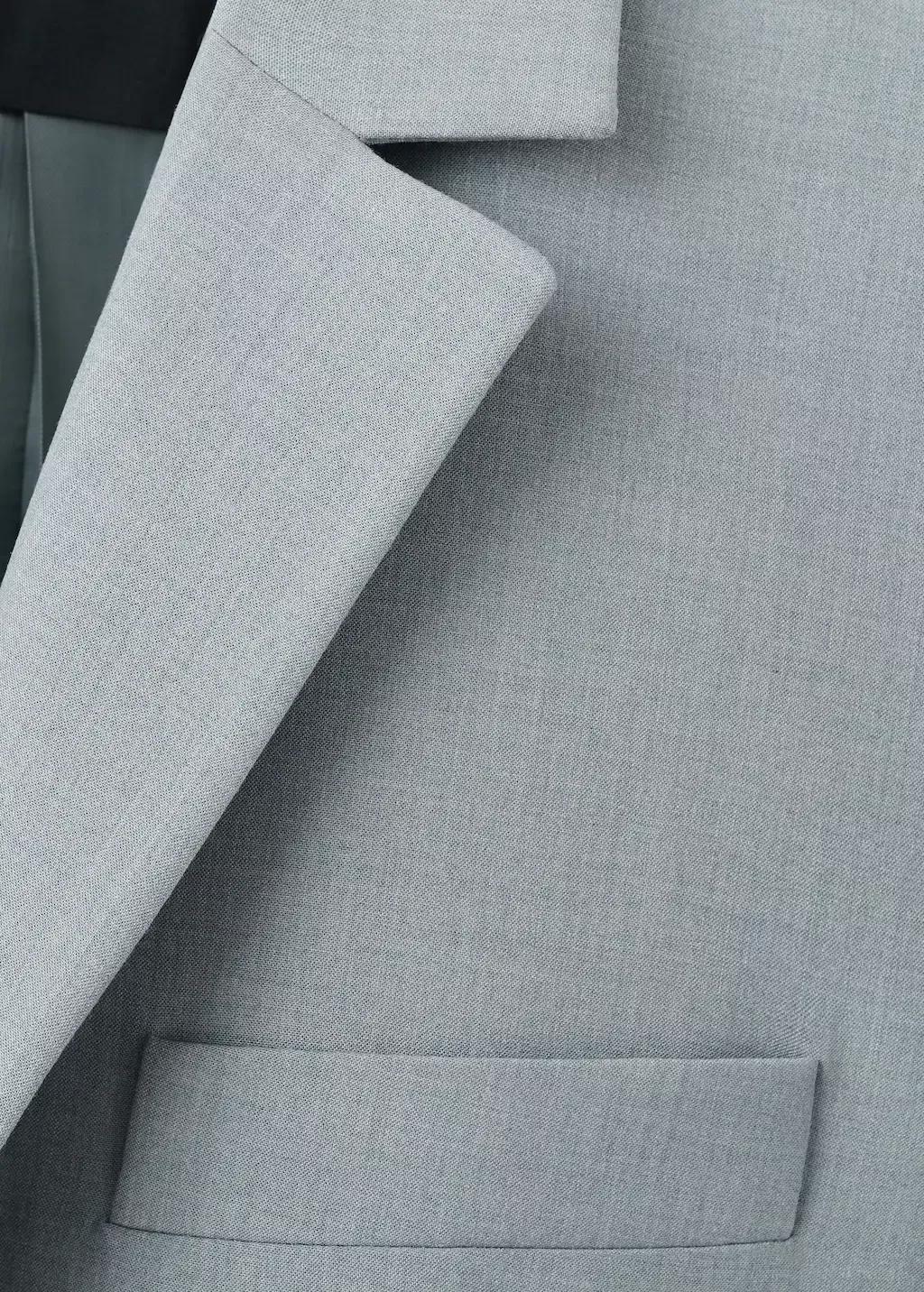 Blue Straight Suit Jacket With Lapel Pockets, Medium Blue, large image number 5