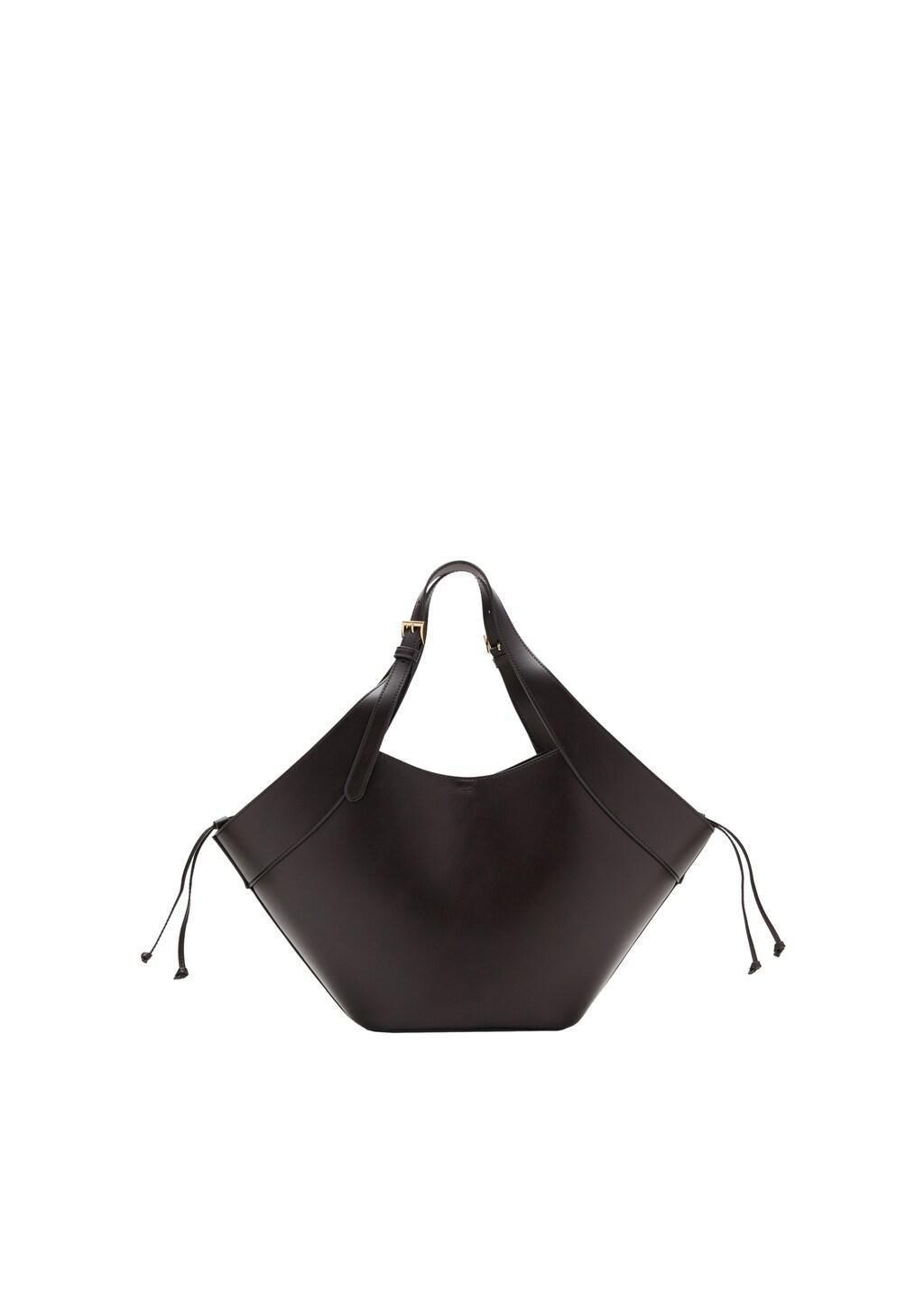 Brown Large Double-Handle Bag With Buckles, Dark Brown, medium