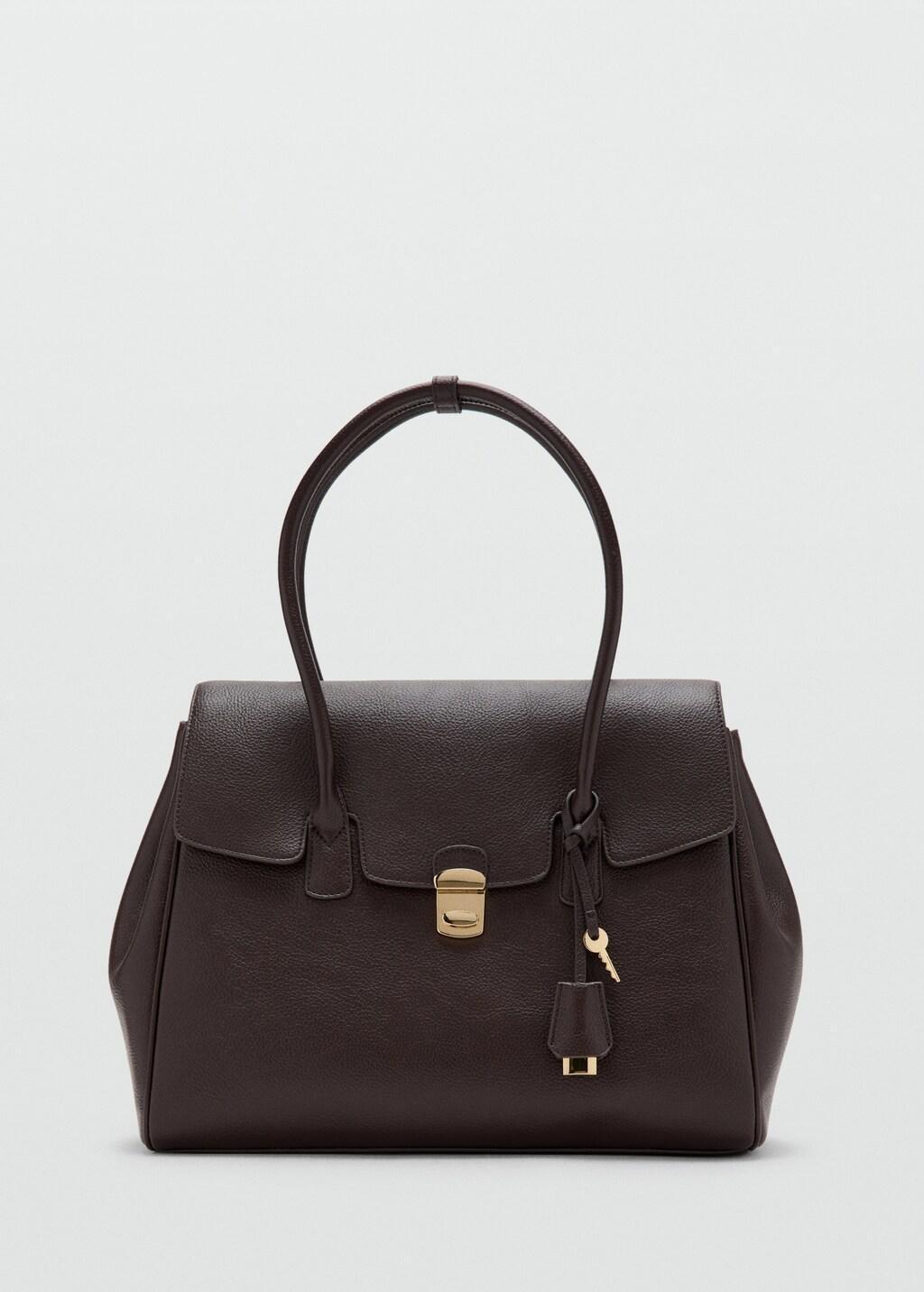 DARK BROWN Medium city handbag with flap, Dark Brown, large image number 3