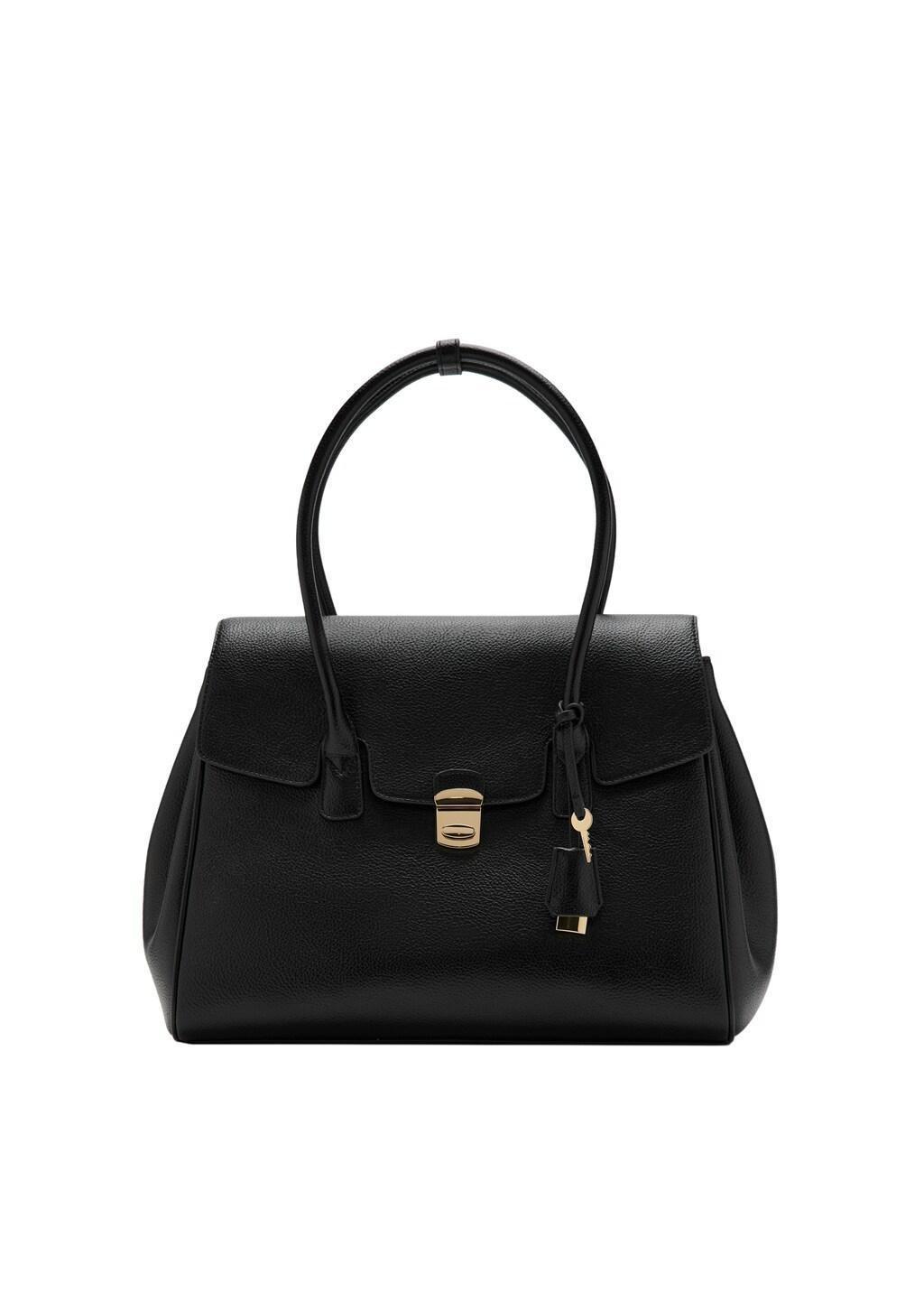 BLACK Medium city handbag with flap, Black, large image number 2