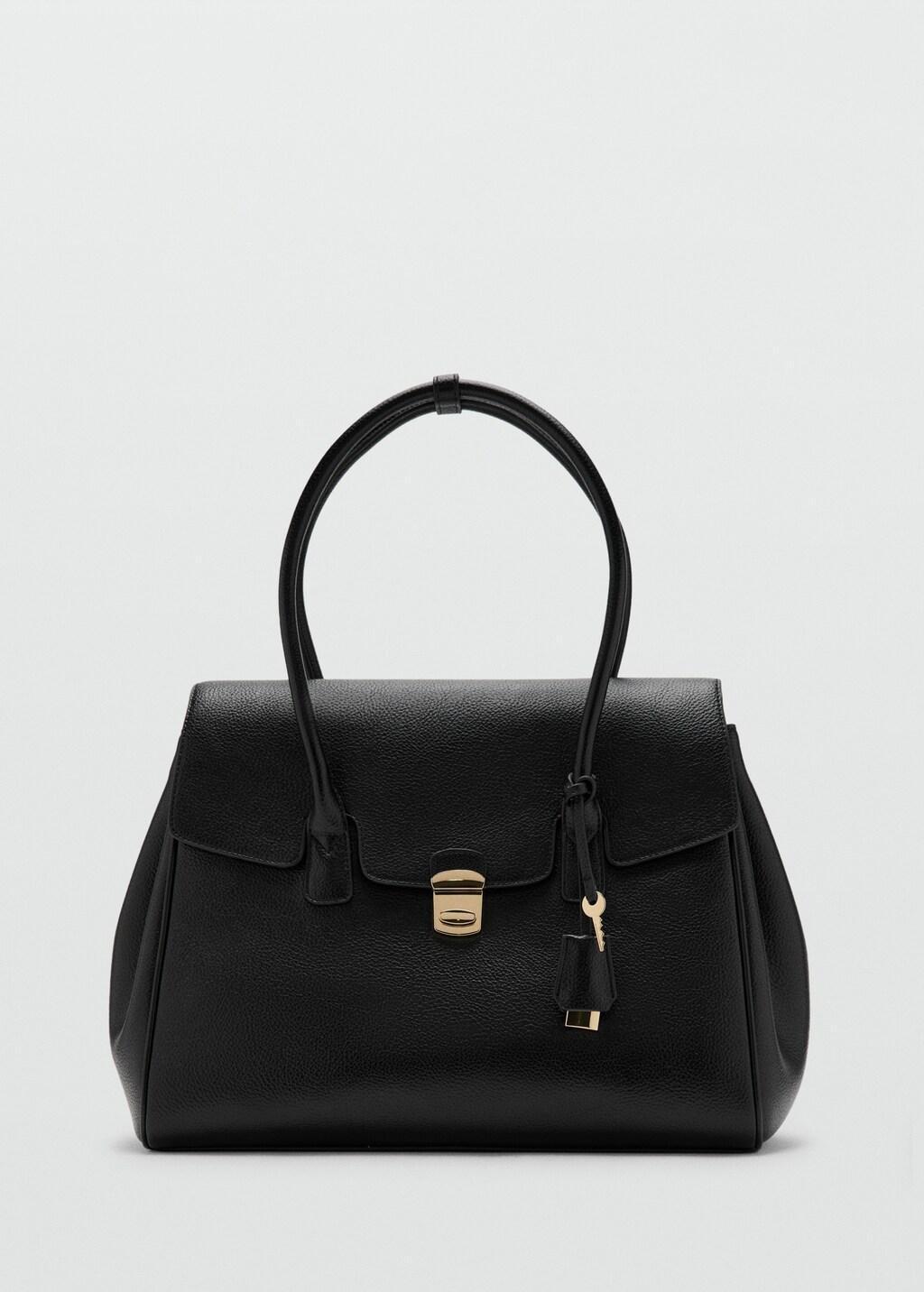 Black Medium City Handbag With Flap, Black, large image number 3
