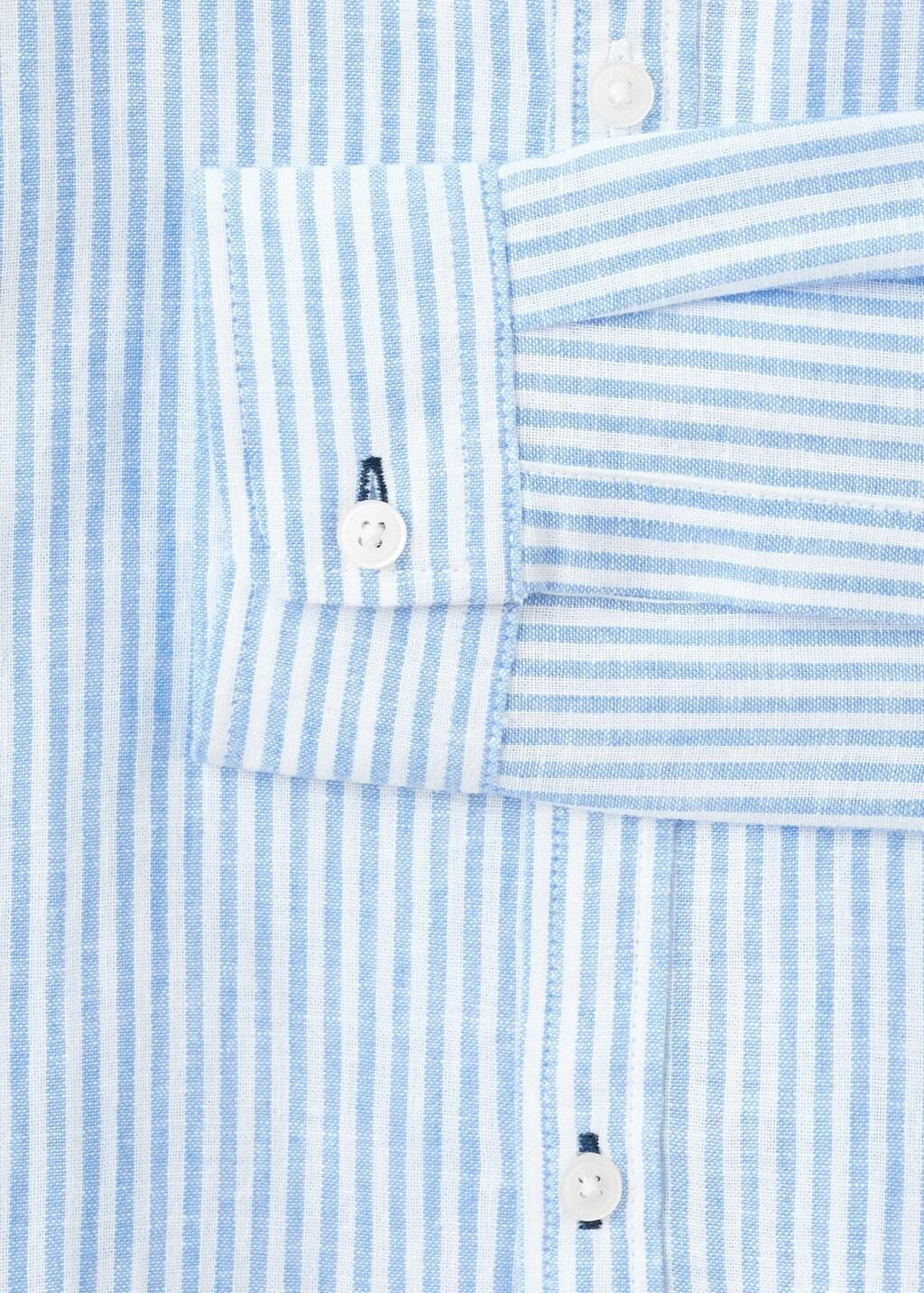 Blue Striped Linen-Blend Shirt, Kids Boys, Medium Blue, medium