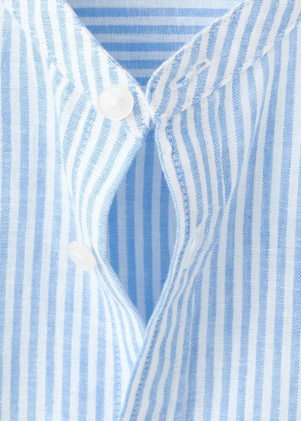 Blue Striped Linen-Blend Shirt, Kids Boys, Medium Blue, large image number 2