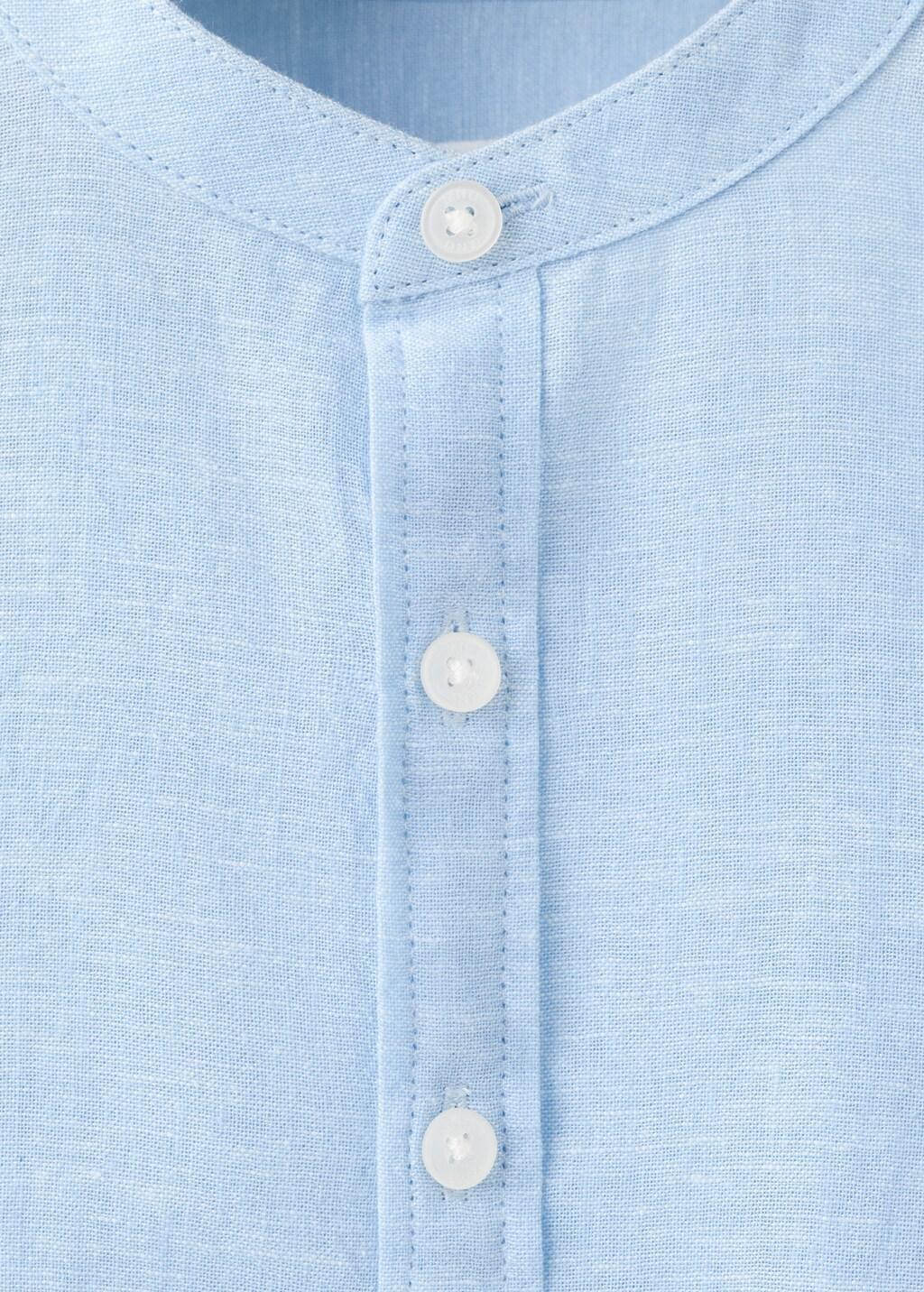 Blue Lt Pastel Linen-Blend Shirt, Baby Boy, Light-Pastel Blue, large image number 0