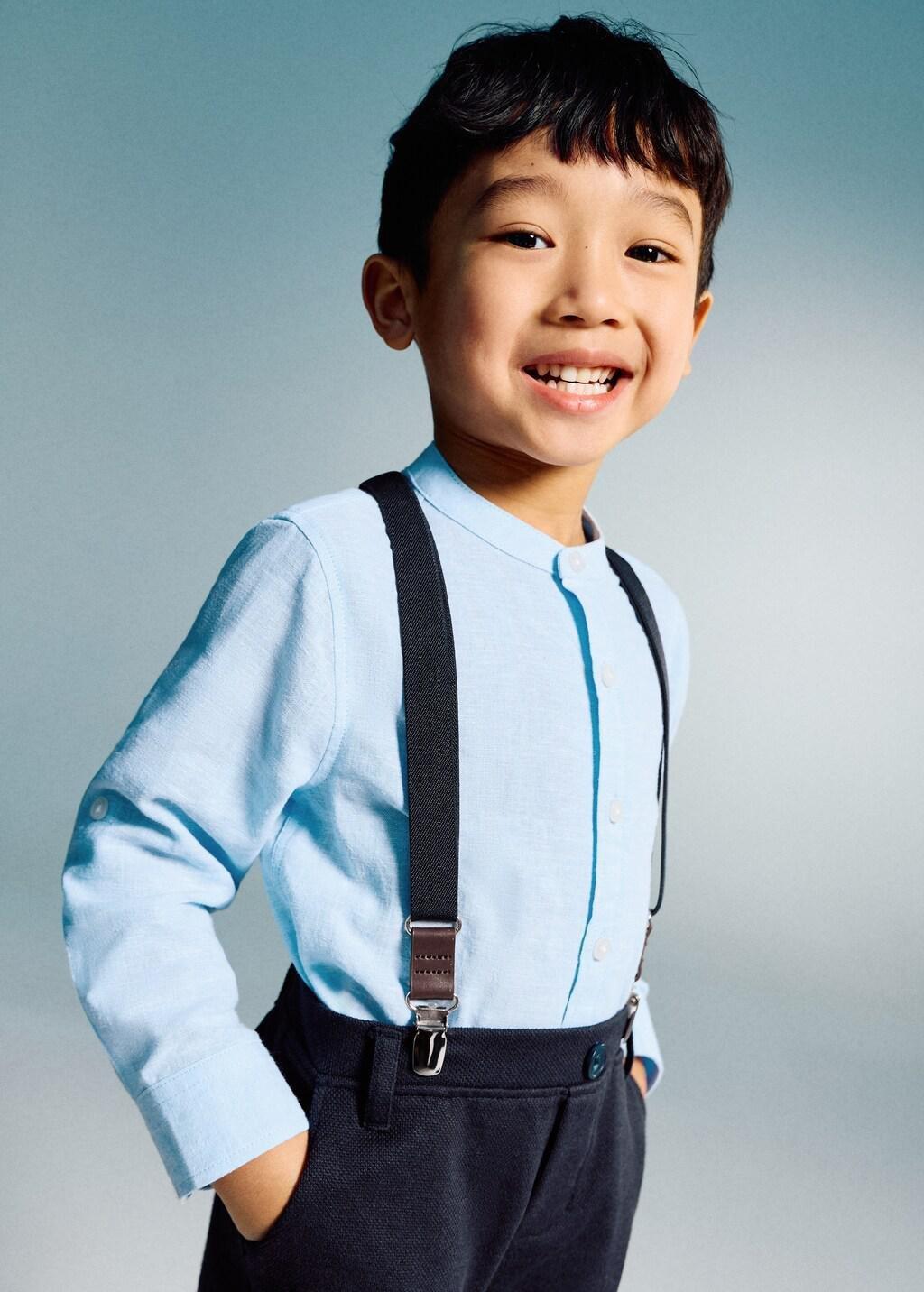 Blue Lt Pastel Linen-Blend Shirt, Baby Boy, Light-Pastel Blue, large image number 2