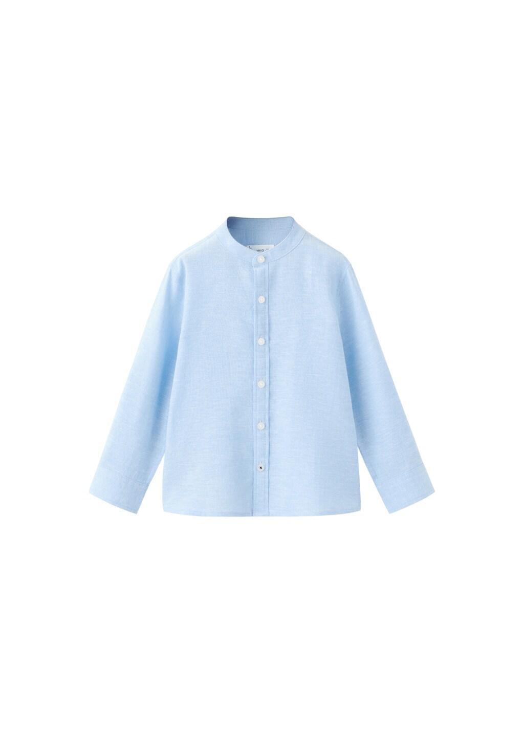 Blue Lt Pastel Linen-Blend Shirt, Baby Boy, Light-Pastel Blue, large image number 4
