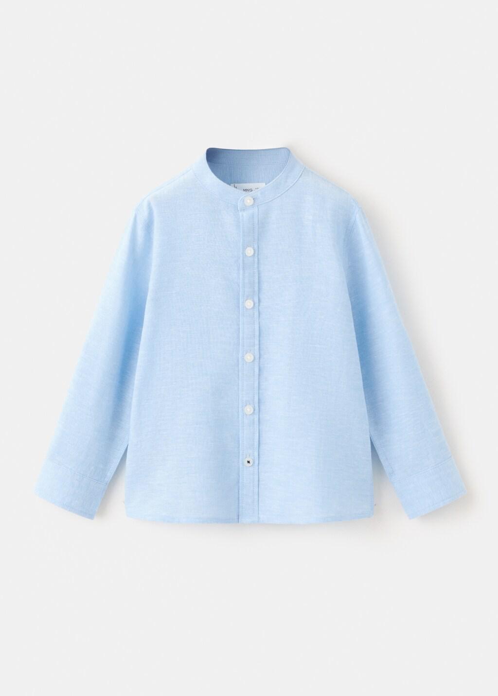Blue Lt Pastel Linen-Blend Shirt, Baby Boy, Light-Pastel Blue, large image number 5