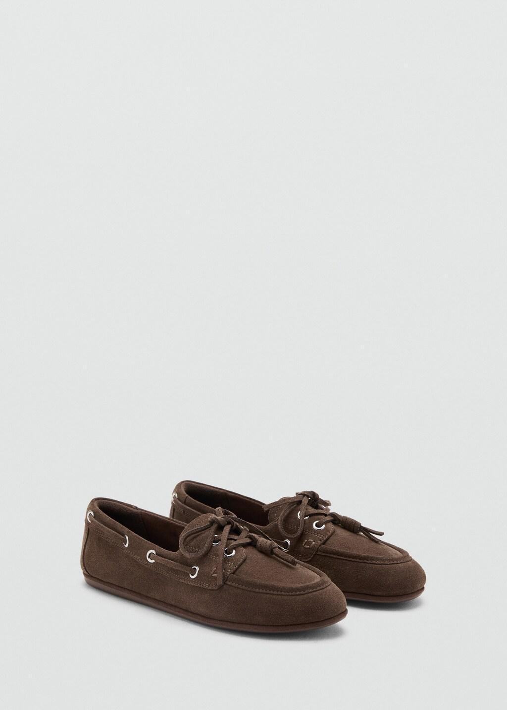 Brown Deck Shoes With Laces, Dark Brown, large image number 0