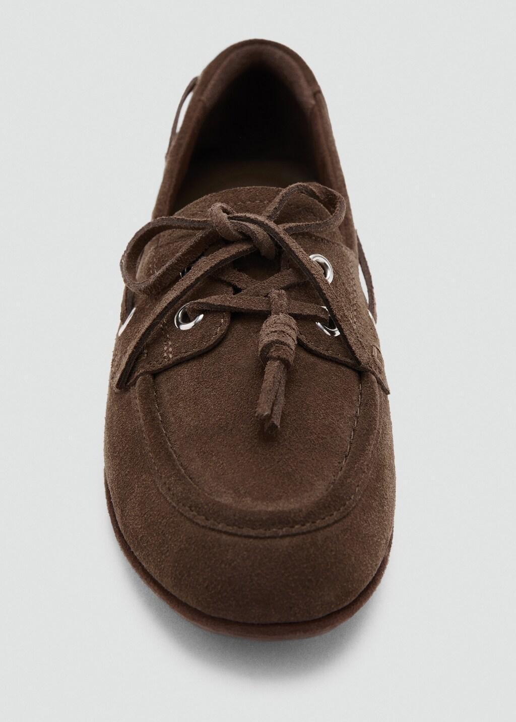 Brown Deck Shoes With Laces, Dark Brown, medium