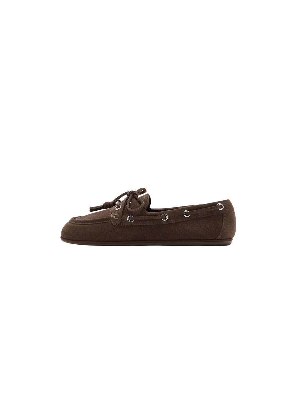 Brown Deck Shoes With Laces, Dark Brown, medium