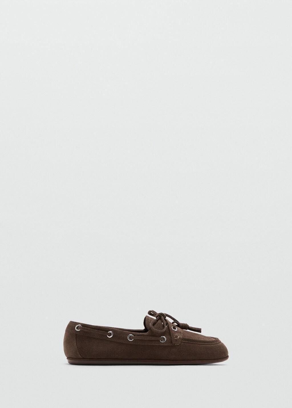 Brown Deck Shoes With Laces, Dark Brown, large image number 3