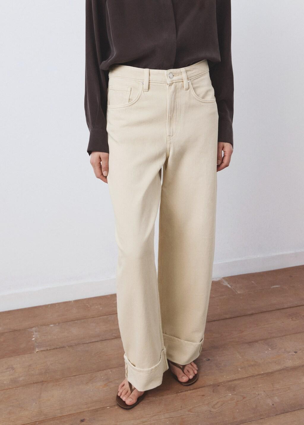 Yellow Balloon Jeans With Rolled-Up Hem, Yellow, large image number 3