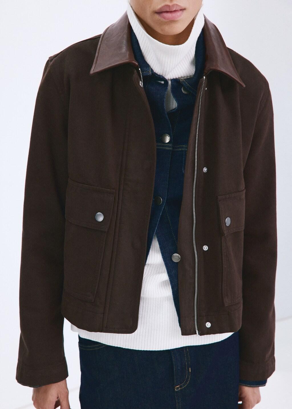 Brown Denim Parka With Contrasting Collar, Dark Brown, large image number 3