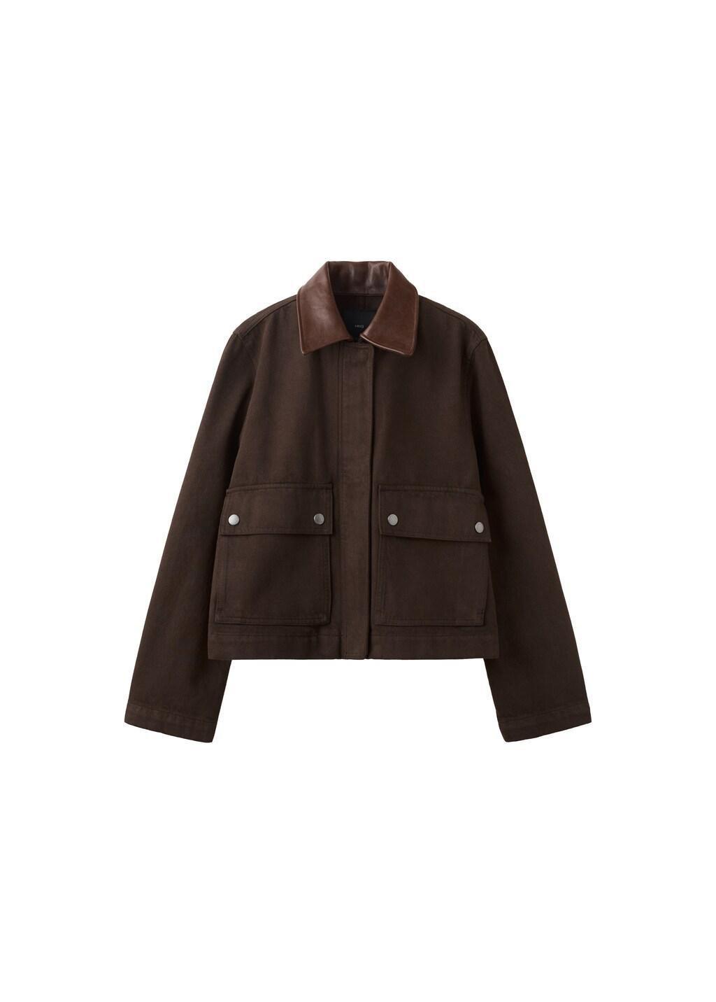 Brown Denim Parka With Contrasting Collar, Dark Brown, large image number 5