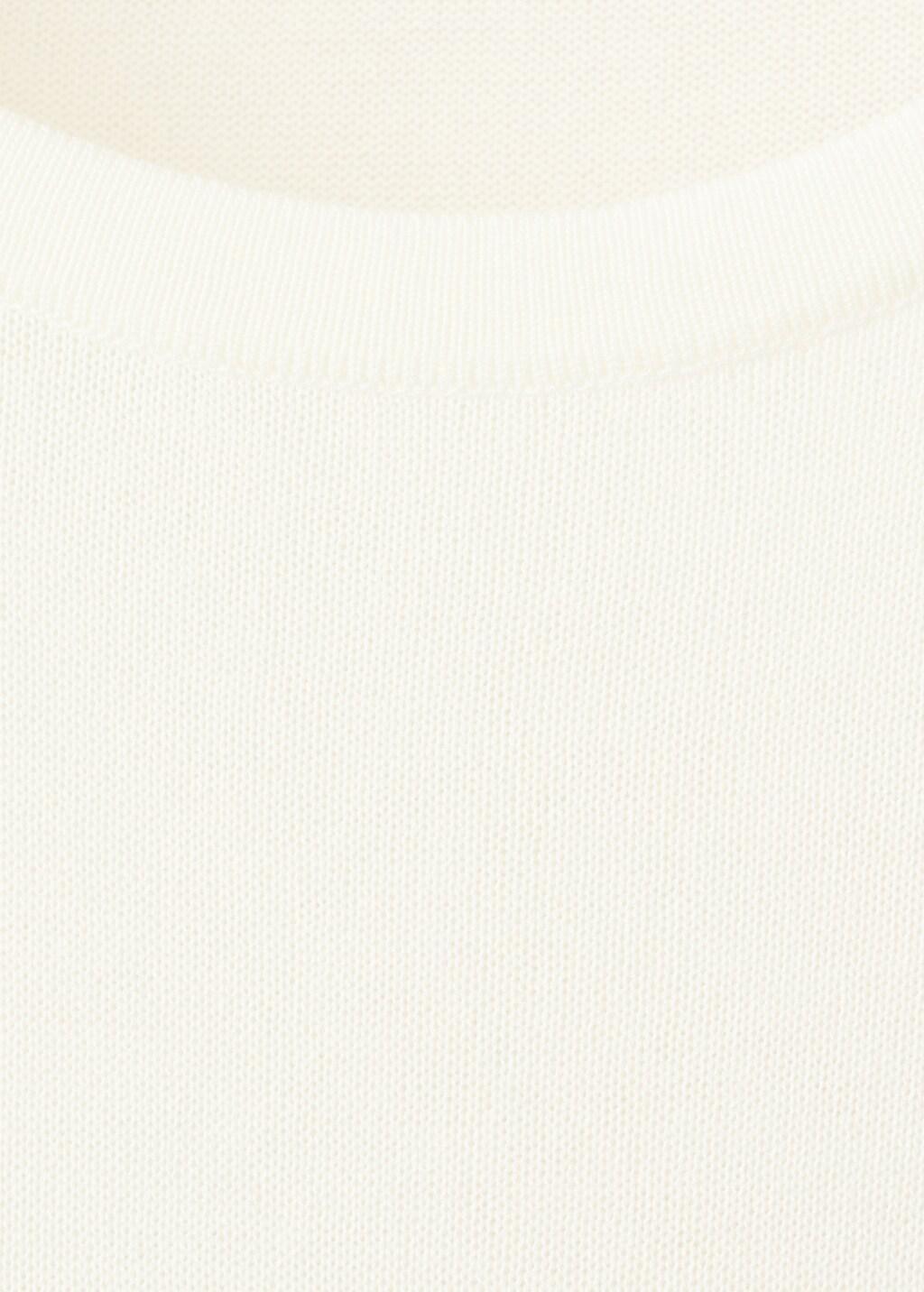 Beige Short-Sleeved Knitted Sweater, Light Beige, medium