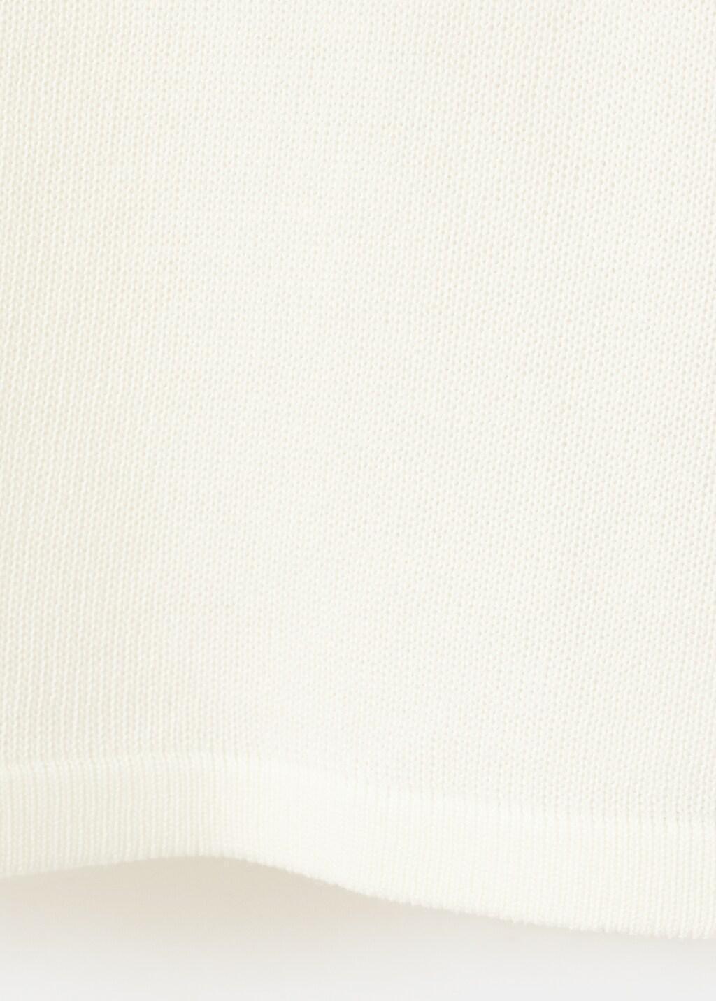 Beige Short-Sleeved Knitted Sweater, Light Beige, large image number 5
