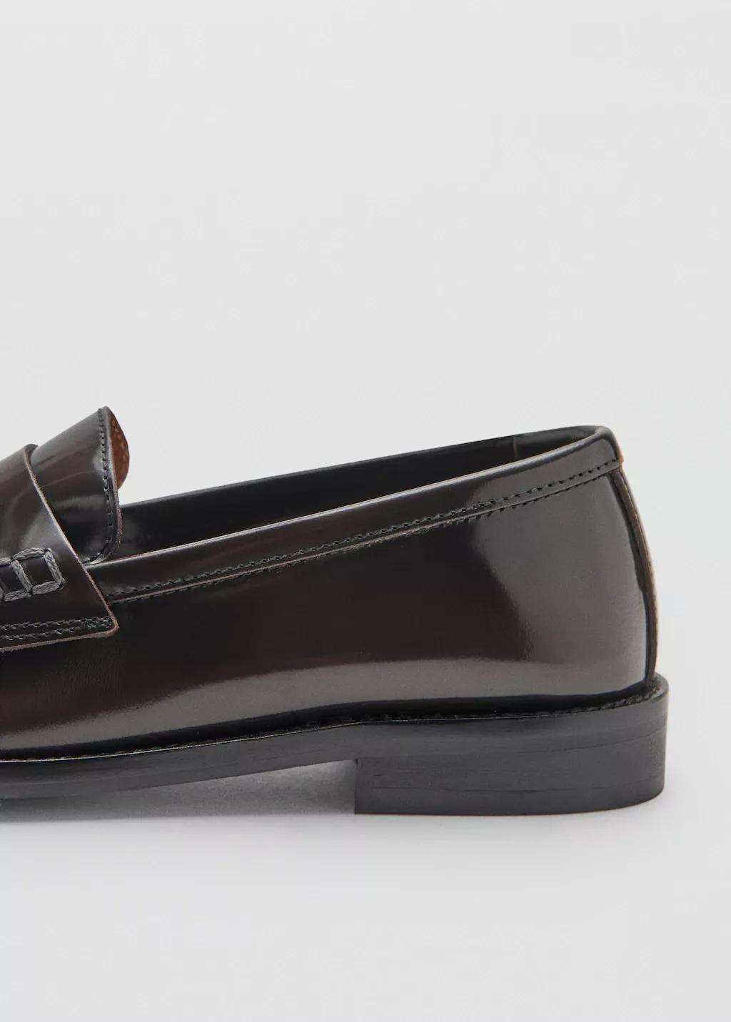 Brown Gathered Leather Moccasin, Dark Brown, medium