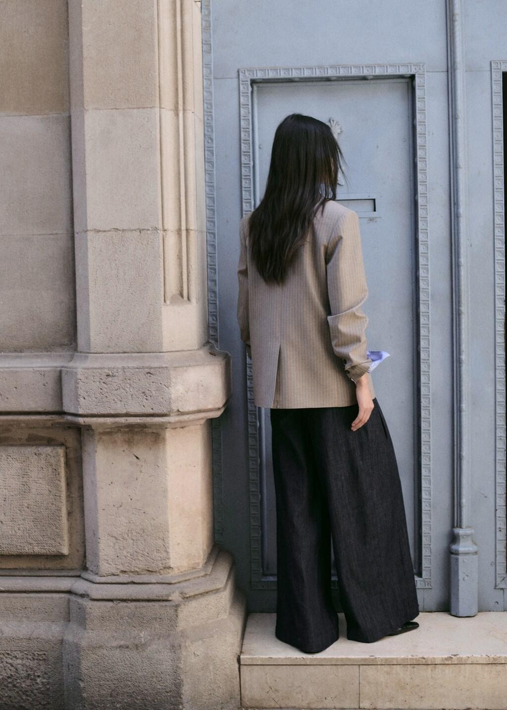 Blue Wide Leg Denim Trousers With Belt Loops, Open Blue, large image number 2
