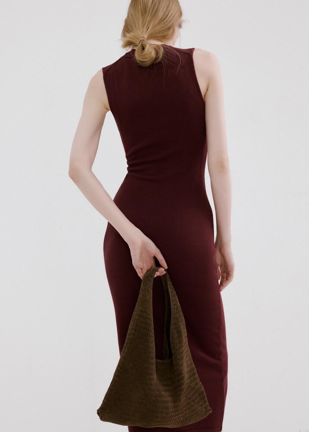 Red Knit Midi Dress, Dark Red, large image number 2
