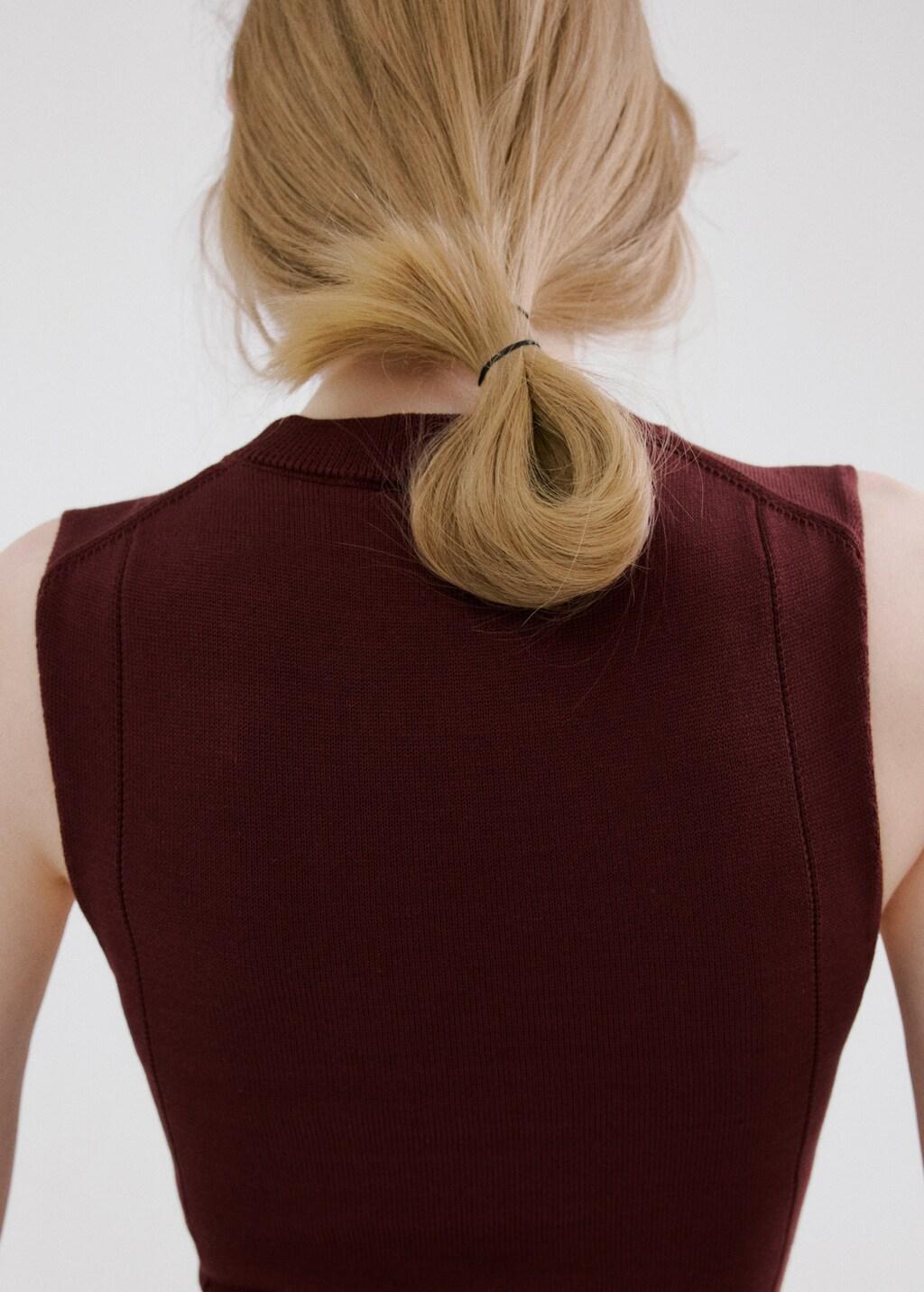 Red Knit Midi Dress, Dark Red, large image number 6