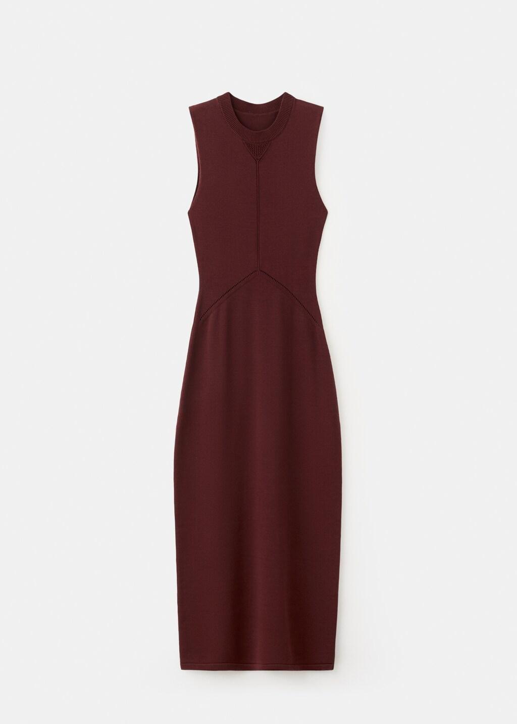 Red Knit Midi Dress, Dark Red, large image number 8