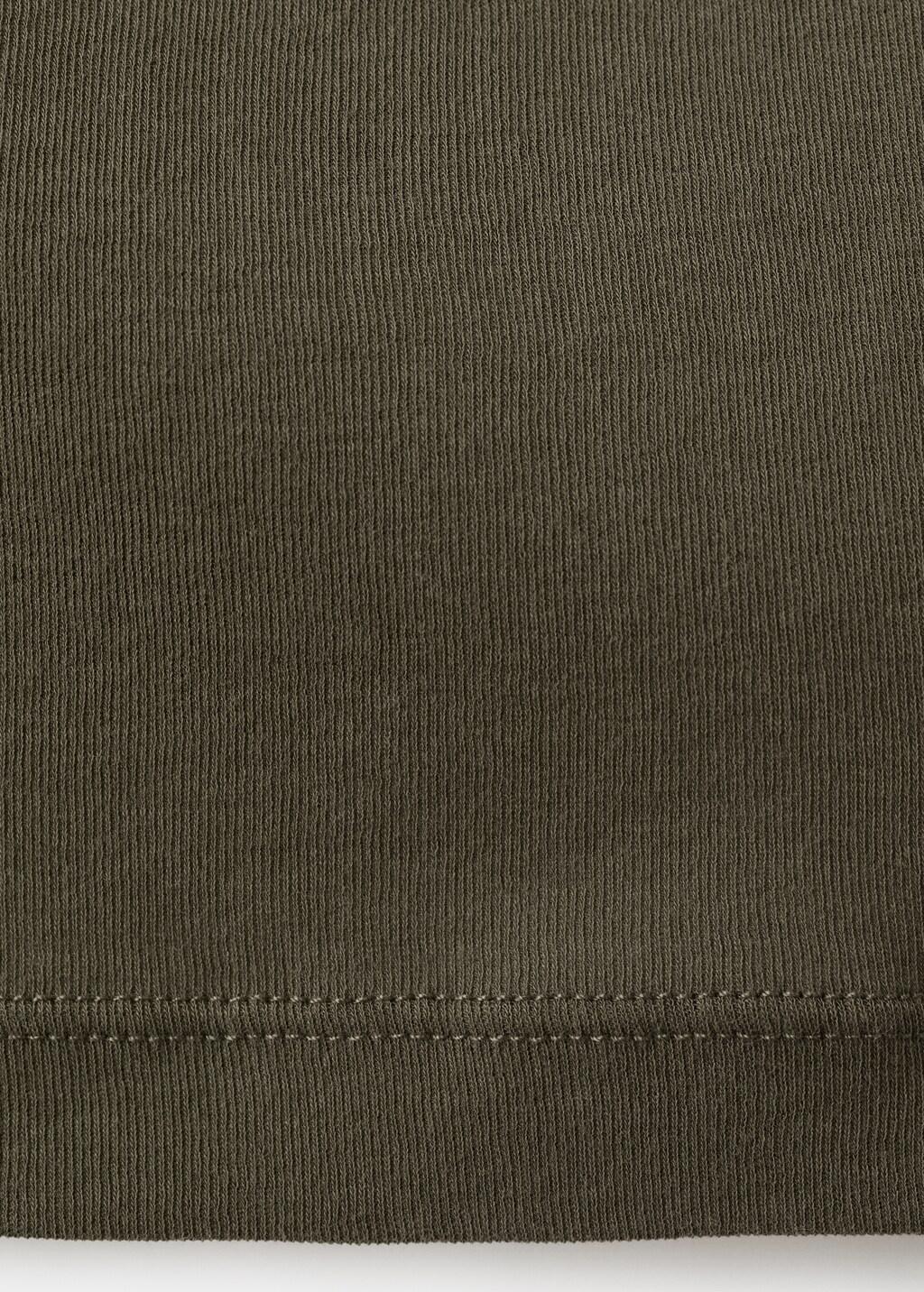 Khaki Fitted Top With Draped Neckline, Beige - Khaki, large image number 5