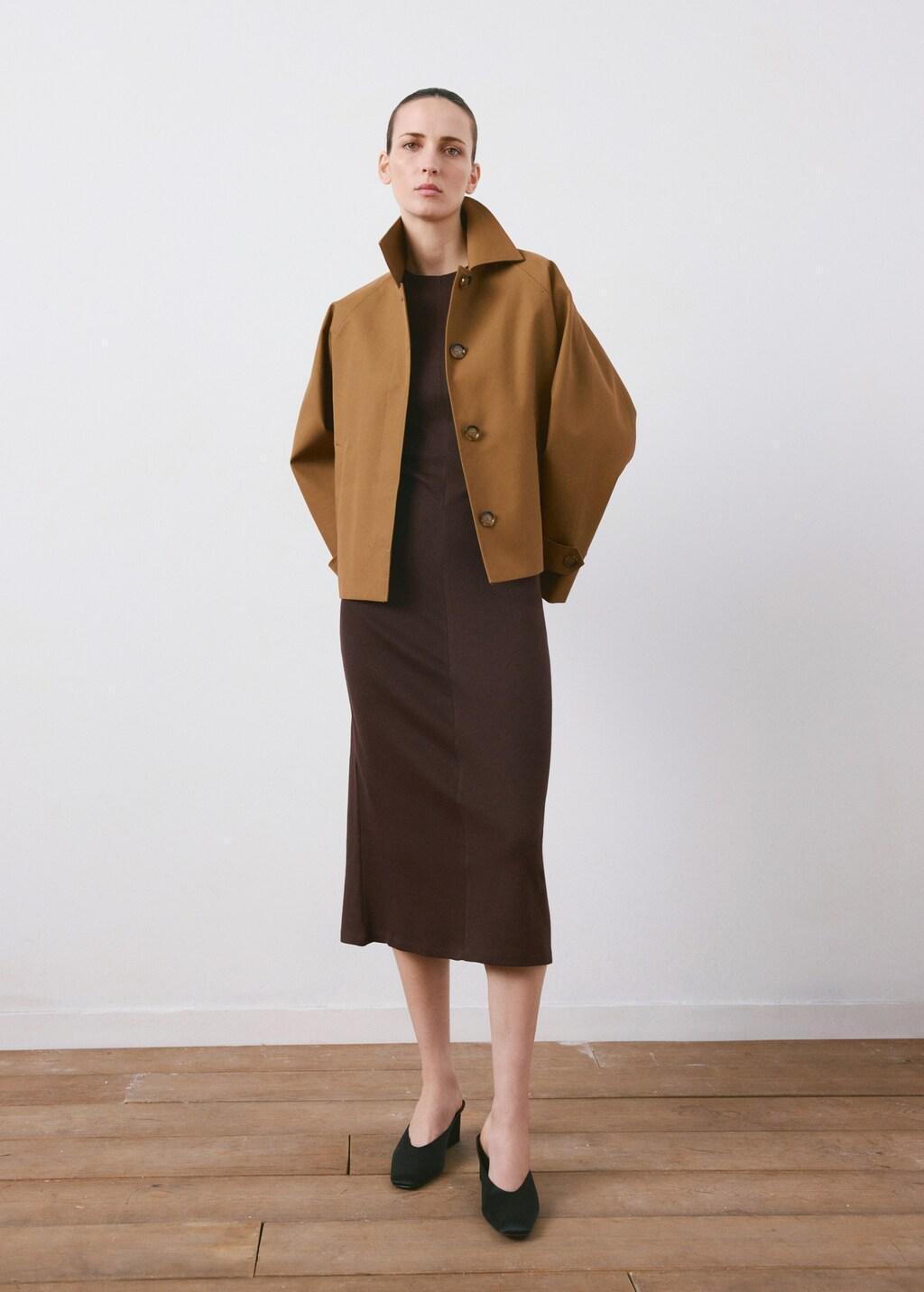 Brown Midi-Dress With Draped Detail, Brown, large image number 0