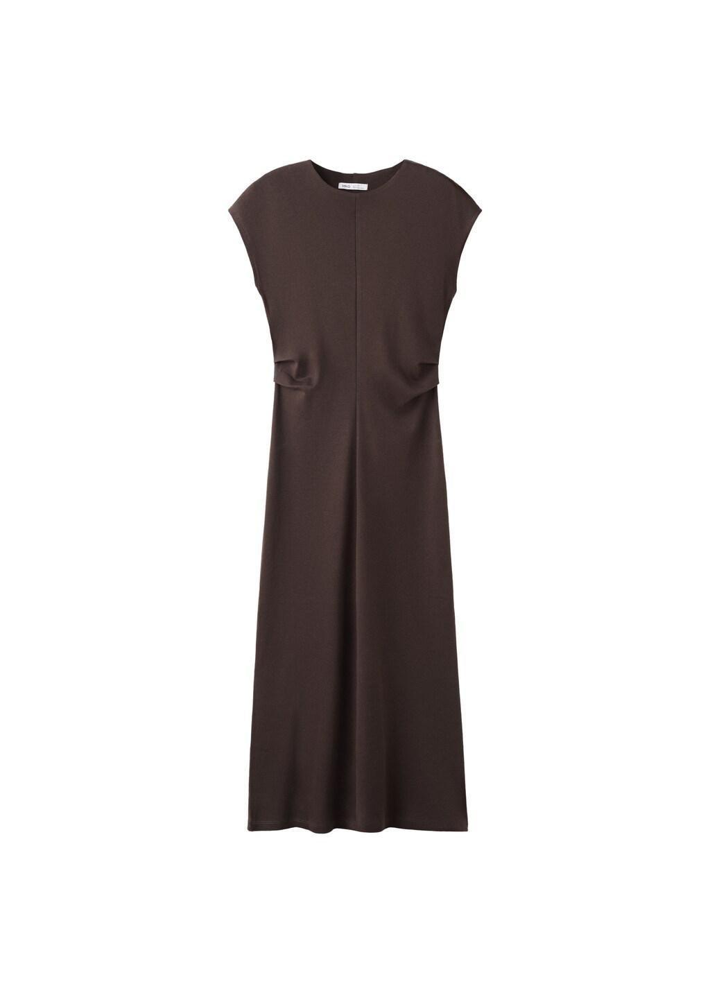 Brown Midi-Dress With Draped Detail, Brown, large image number 8