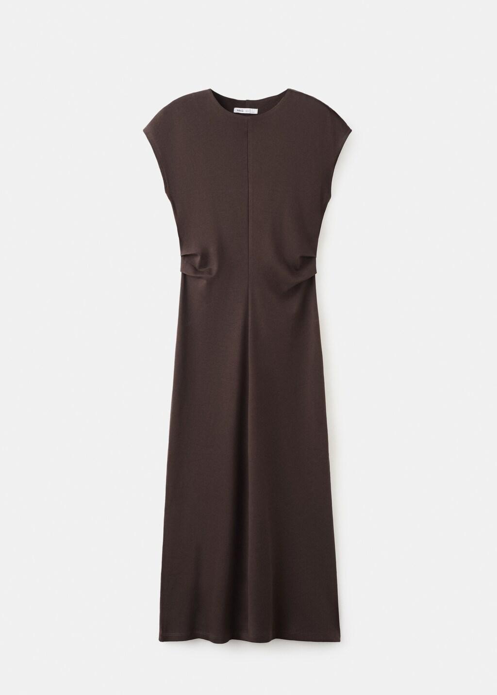 Brown Midi-Dress With Draped Detail, Brown, large image number 9