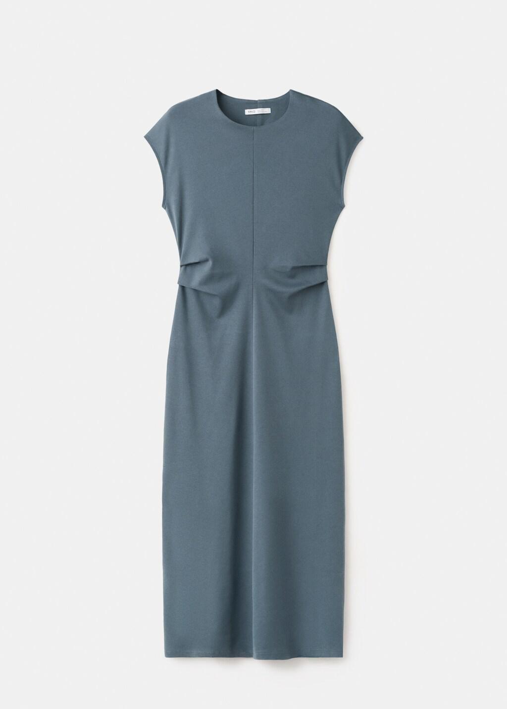 Blue Midi-Dress With Draped Detail, Medium Blue, large image number 8