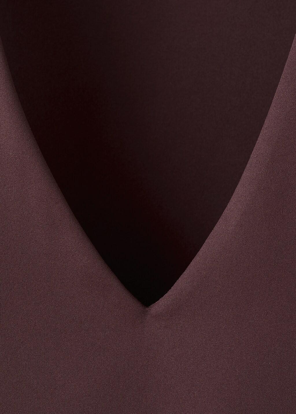 Red Fitted V-Neck Top, Dark Red, large image number 1