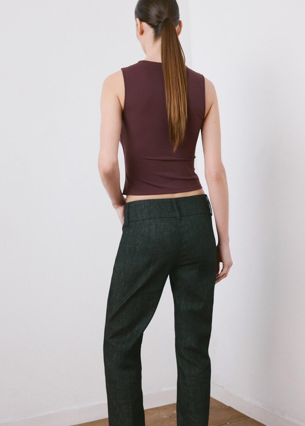 Fitted V-neck top, Dark Red, medium