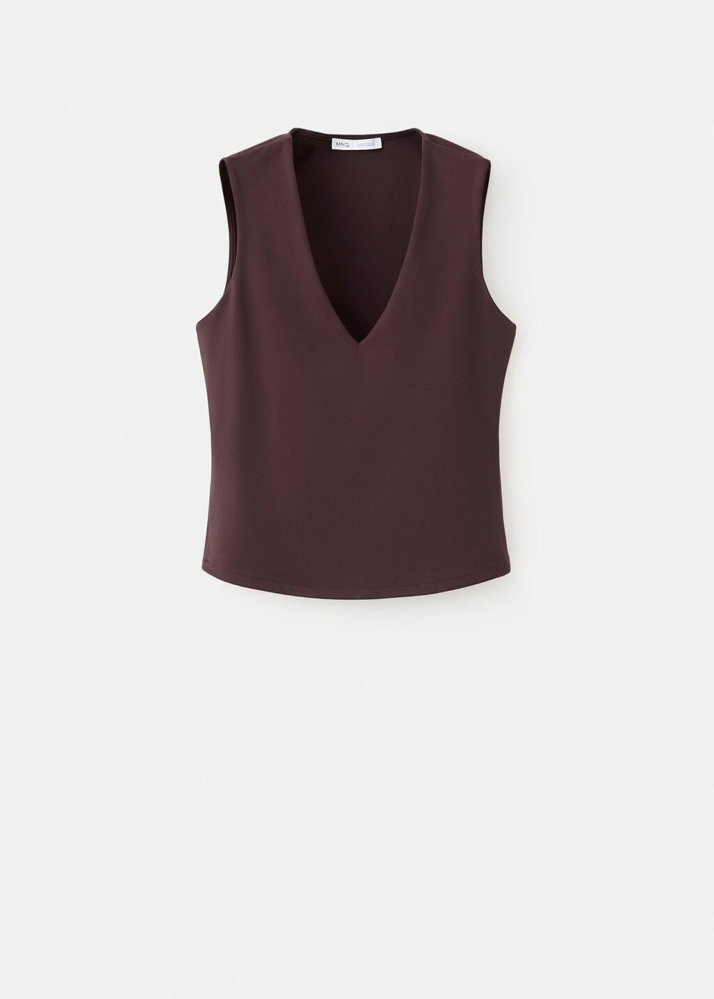 Fitted V-neck top, Dark Red, large image number 7