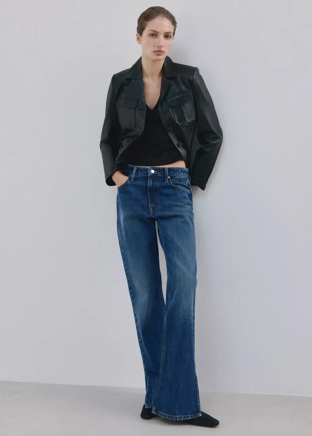 Black Fitted V-Neck Top, Black, large image number 0