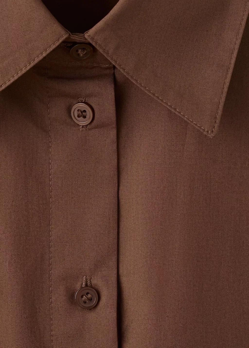 Brown Chest-Pocket Cotton Shirt, 0201_30, large image number 1