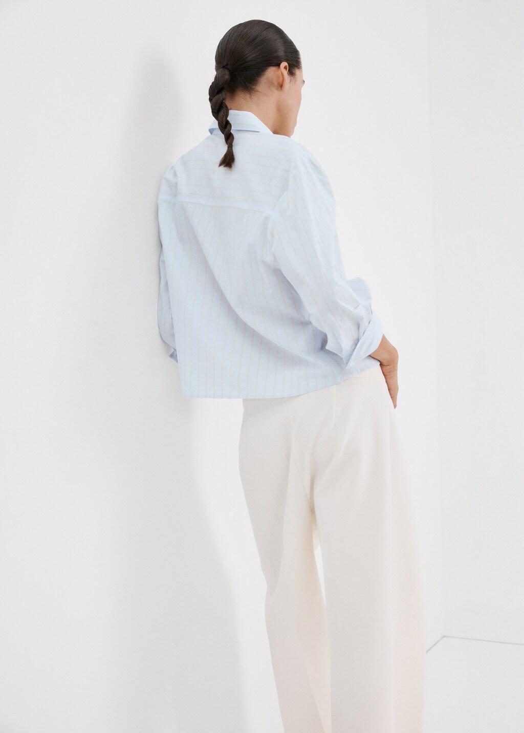 Blue Lt Pastel Striped Cotton Shirt, Light-Pastel Blue, medium