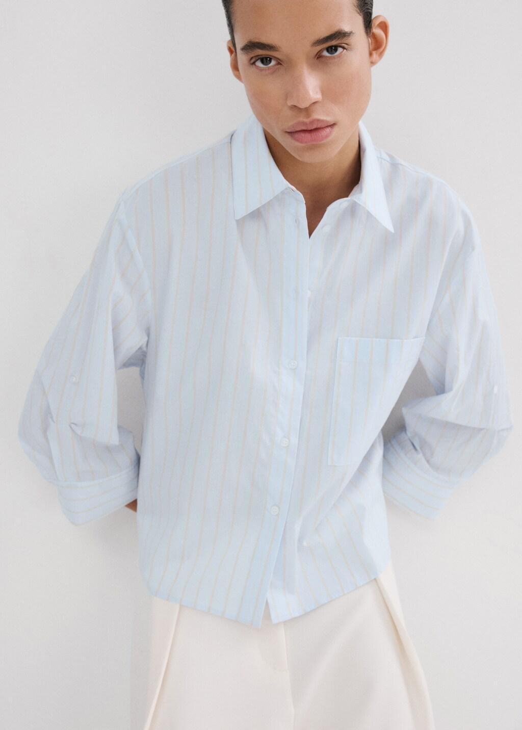 Blue Lt Pastel Striped Cotton Shirt, Light-Pastel Blue, large image number 3