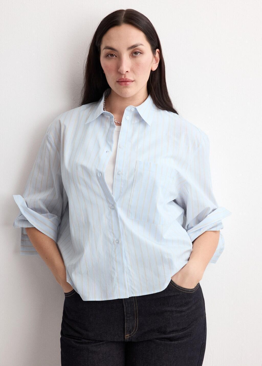Blue Lt Pastel Striped Cotton Shirt, Light-Pastel Blue, large image number 6