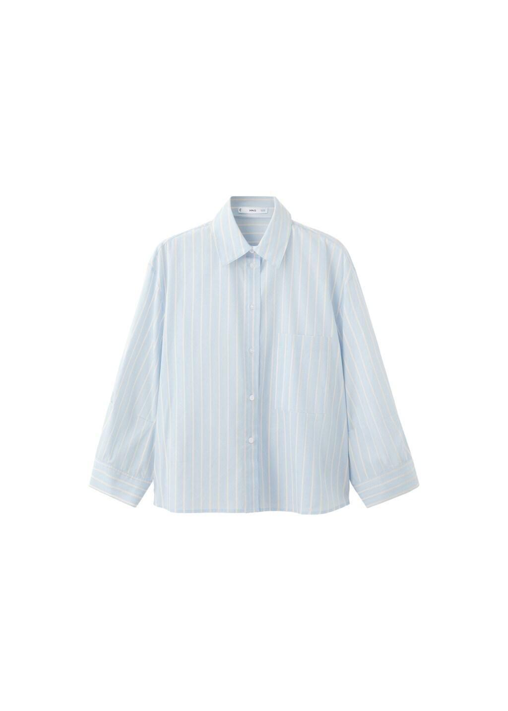 Blue Lt Pastel Striped Cotton Shirt, Light-Pastel Blue, large image number 8