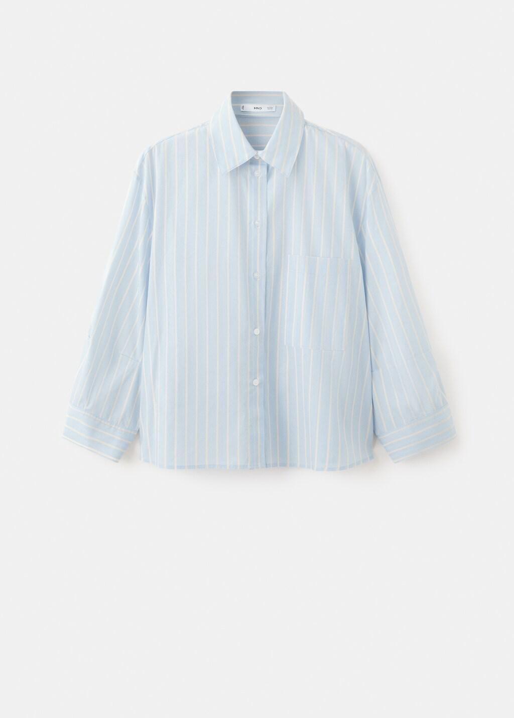 Blue Lt Pastel Striped Cotton Shirt, Light-Pastel Blue, large image number 9