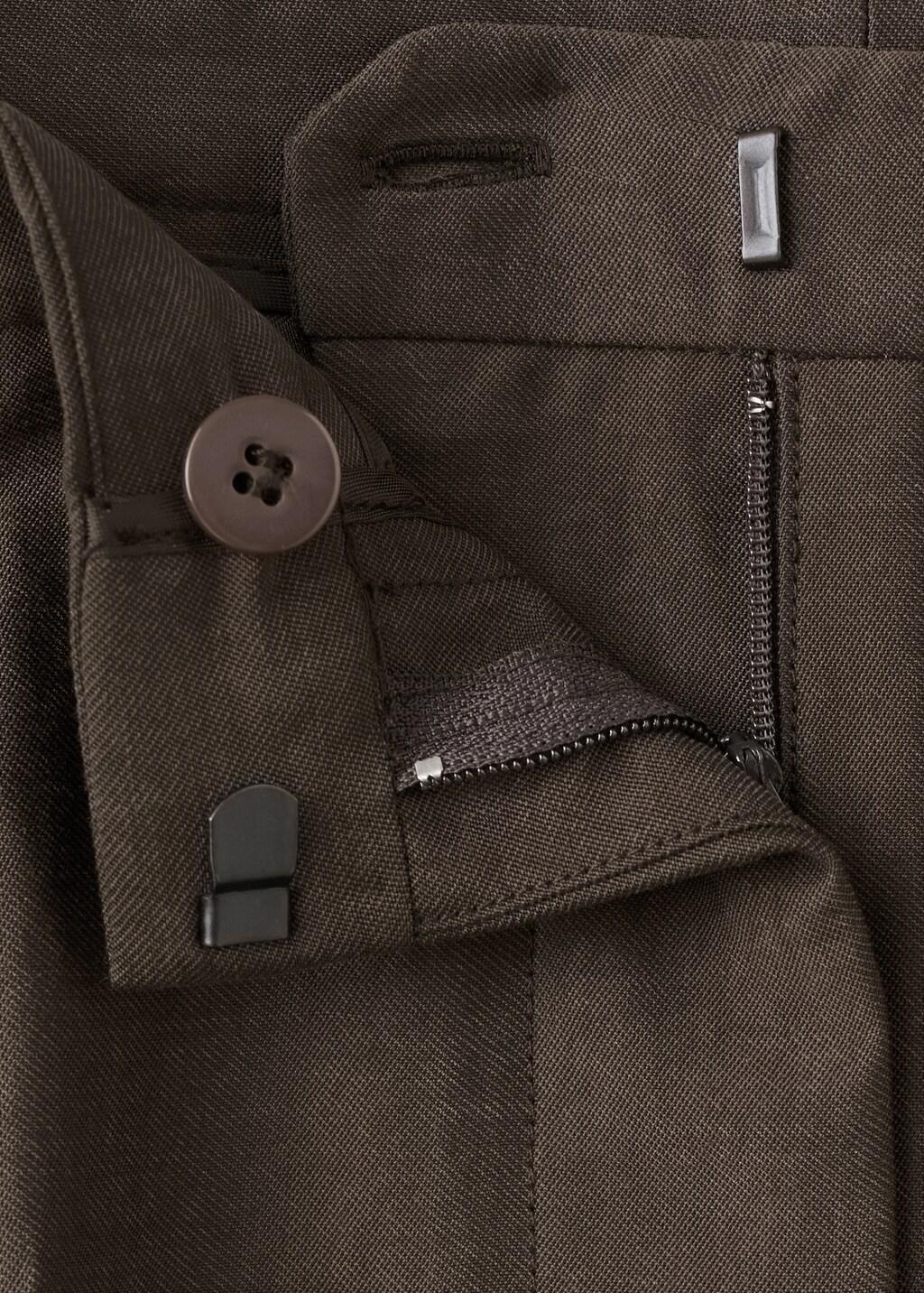 Brown Mid-Rise Lyocell Trousers, Dark Brown, large image number 1