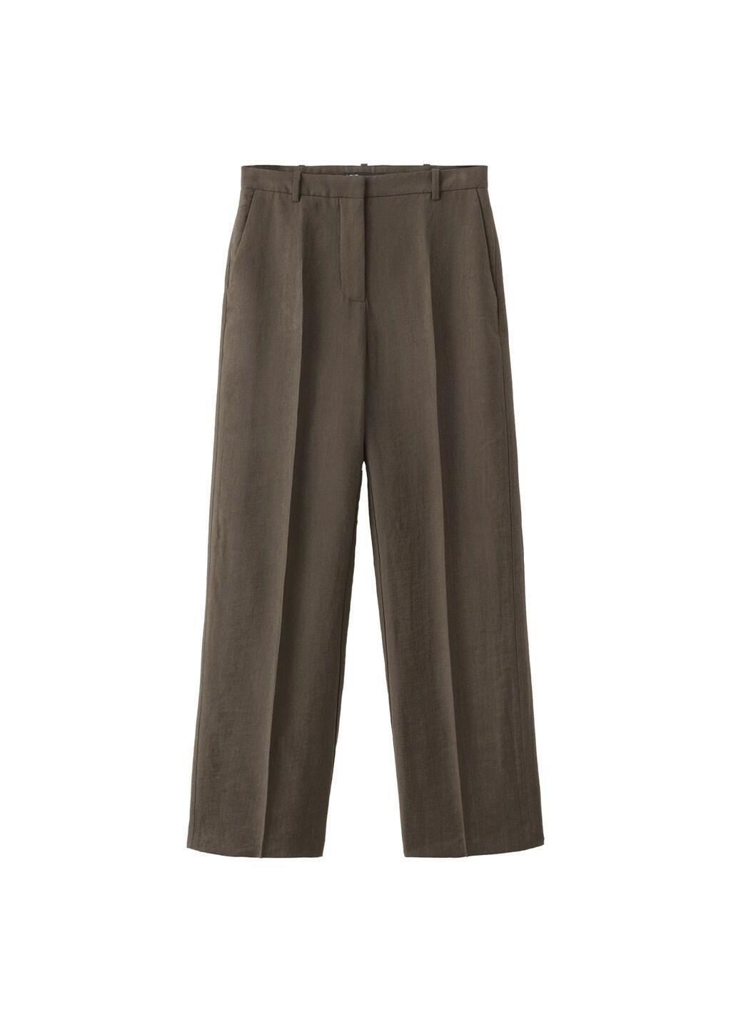 Brown Mid-Rise Lyocell Trousers, Dark Brown, large image number 6