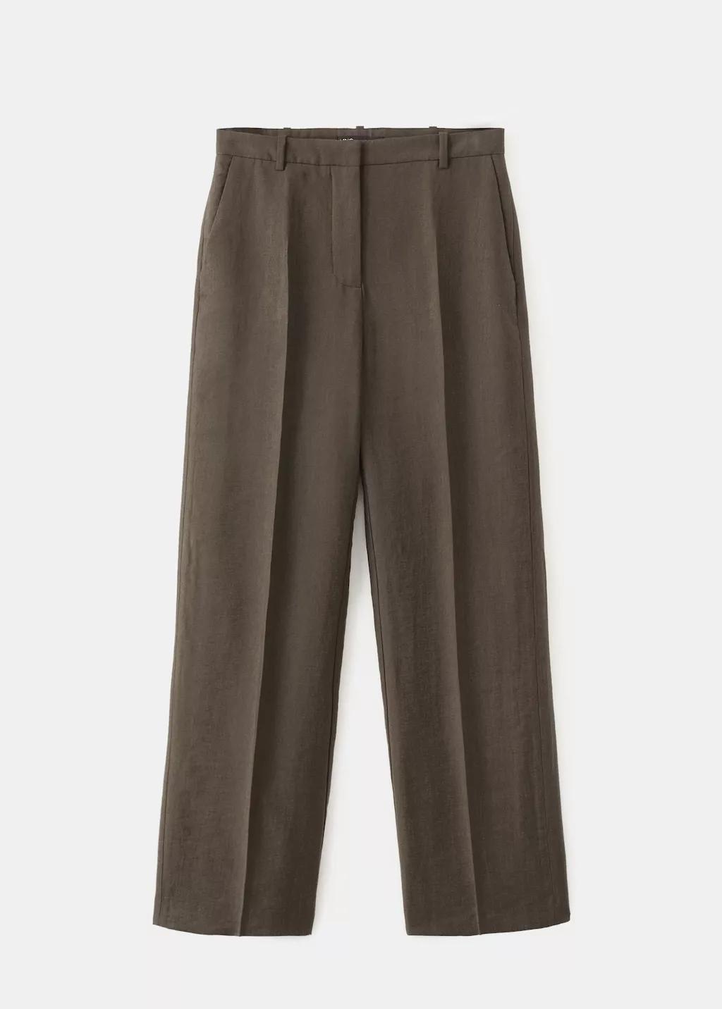 Brown Mid-Rise Lyocell Trousers, Dark Brown, large image number 7