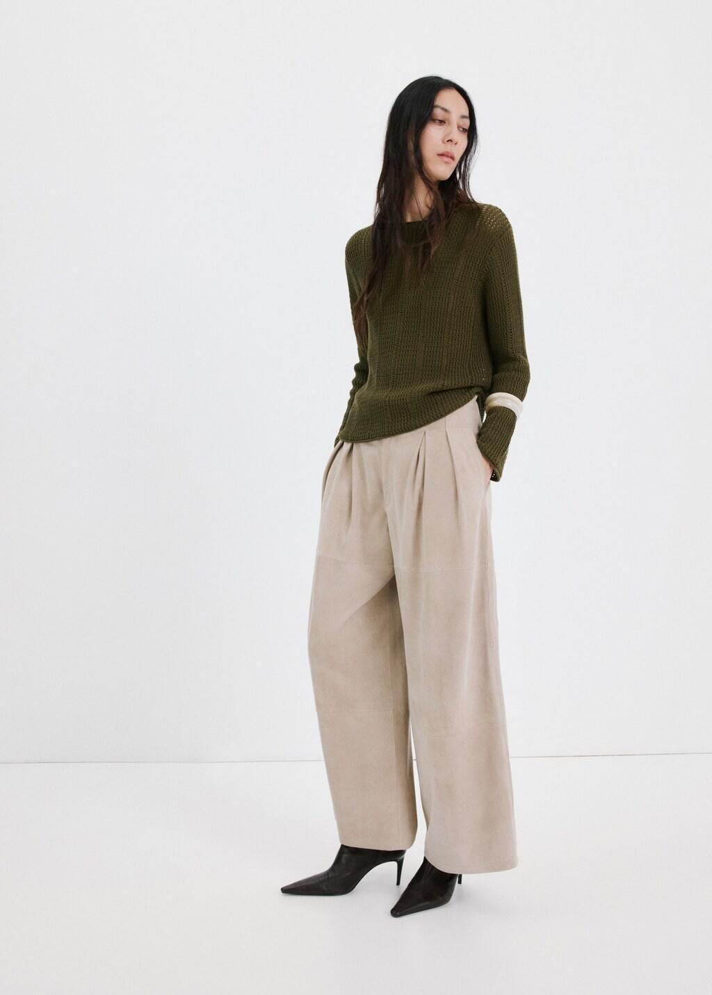 Khaki Knitted Ribbed Sweater, 0201_37, large image number 0