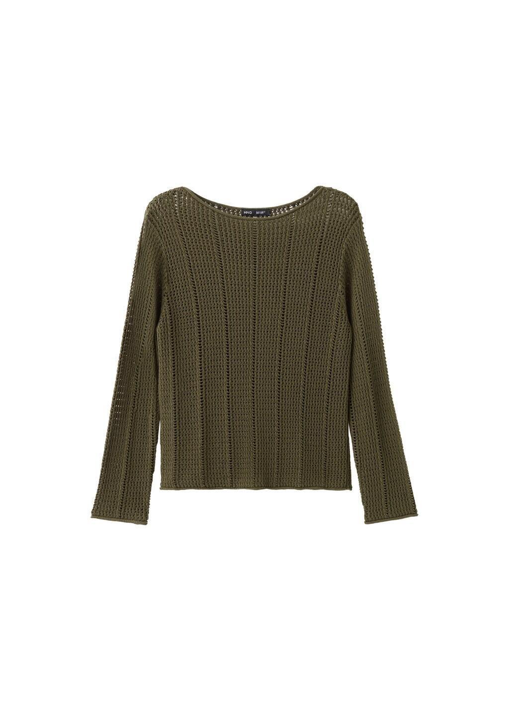Khaki Knitted Ribbed Sweater, 0201_37, large image number 7