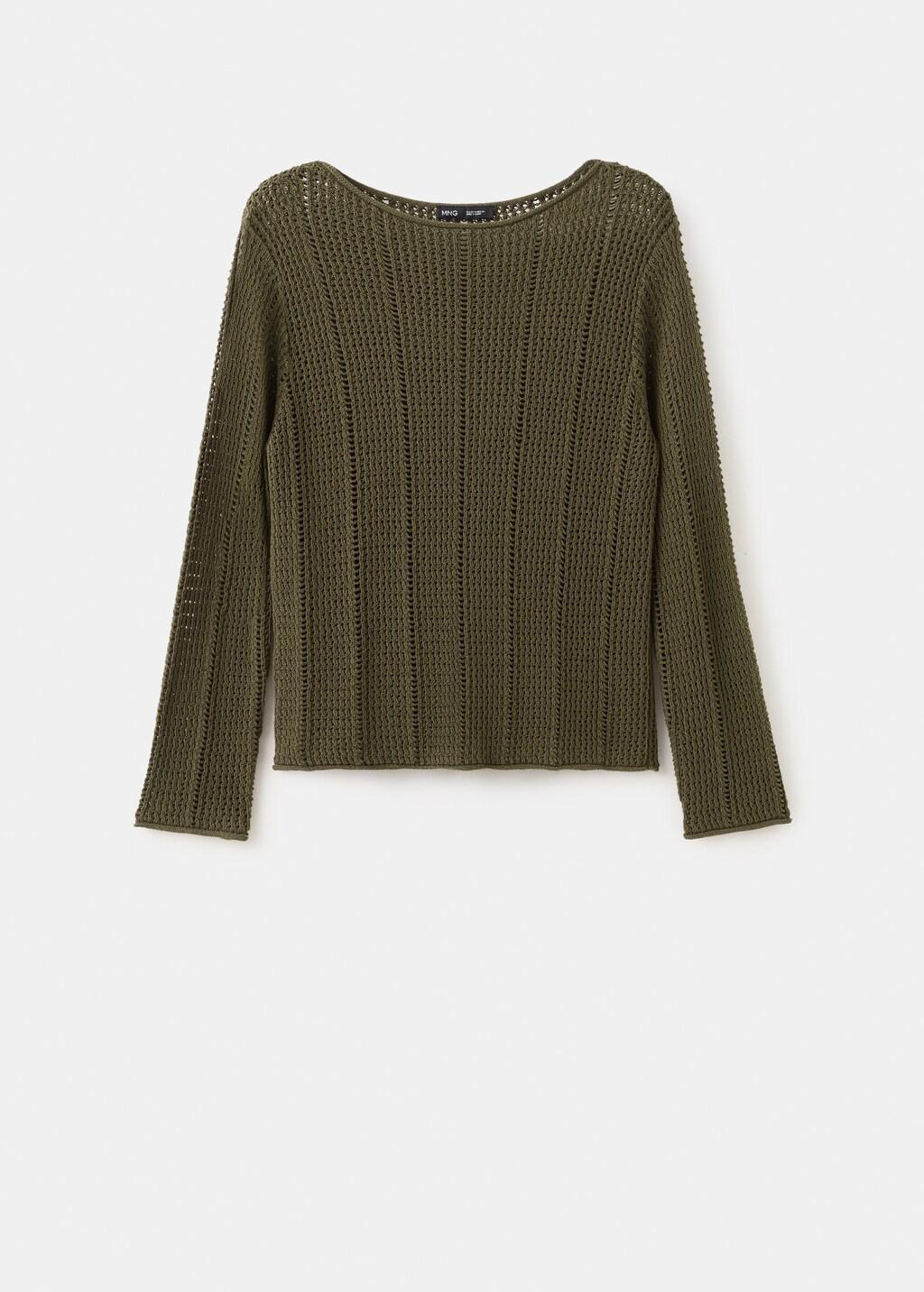 Khaki Knitted Ribbed Sweater, 0201_37, large image number 8