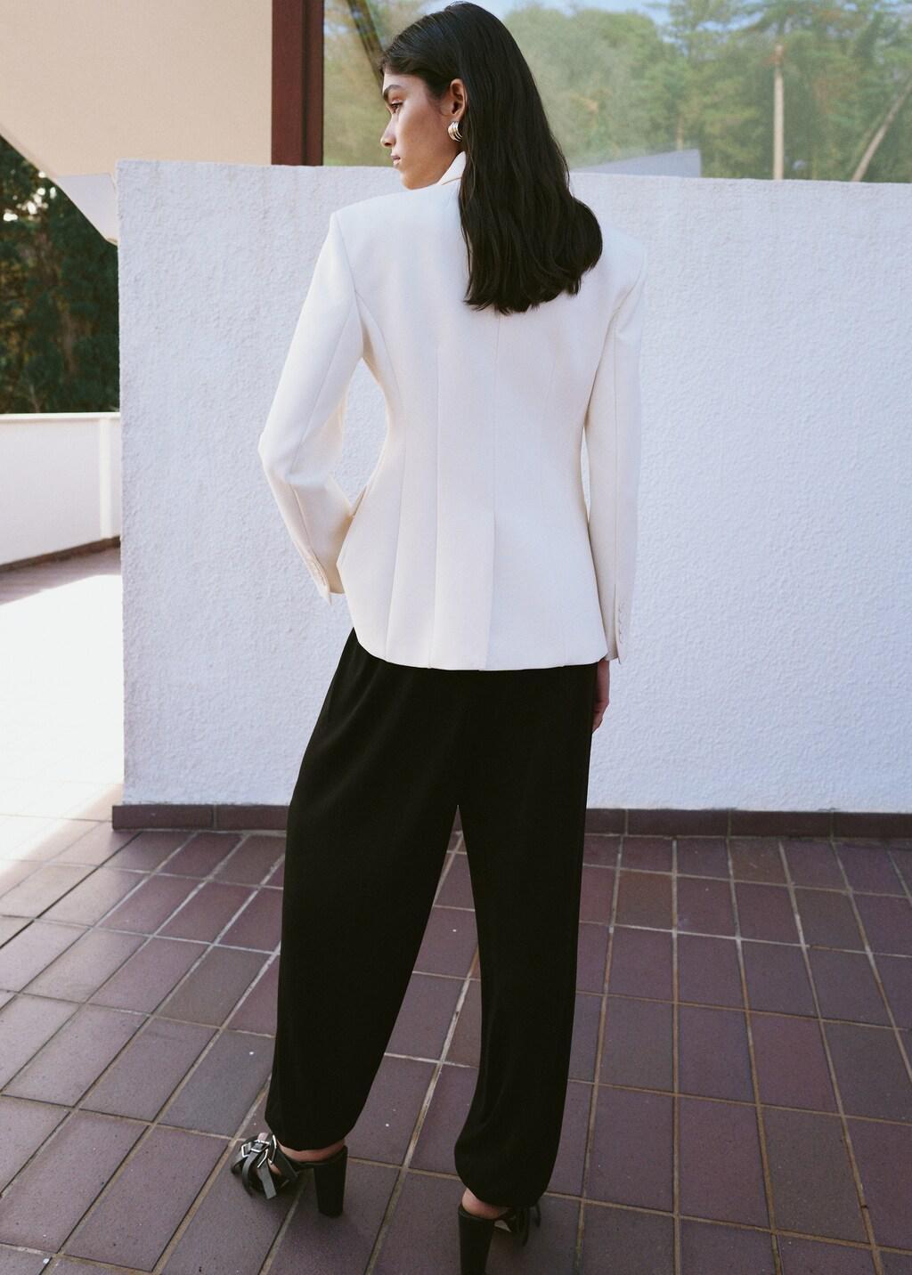 Black Baggy Knit Trousers, 0201_99, large image number 2